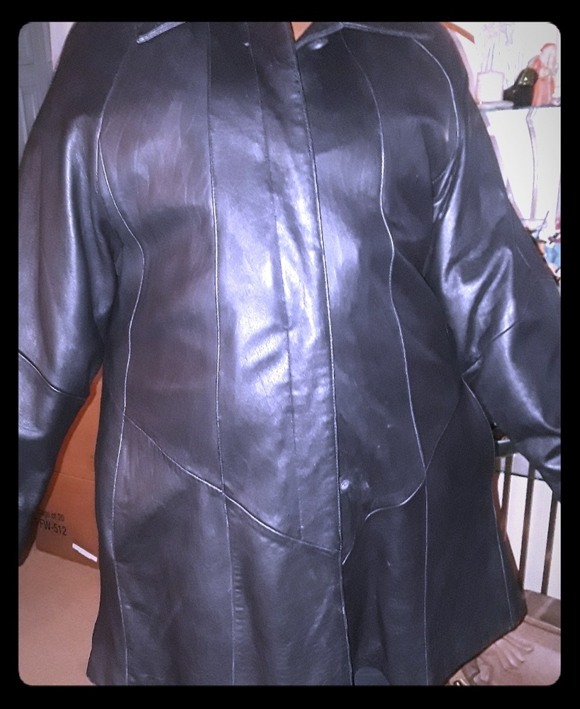 Leather Coat by TEAK, fully lined removable zip